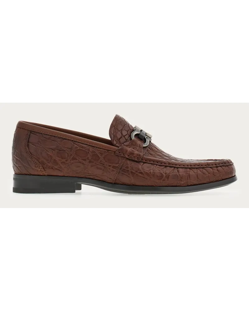 Ferragamo Herren Loafer in Mokassin-Machart mit Gancini-Ornament Braun Größe Braun