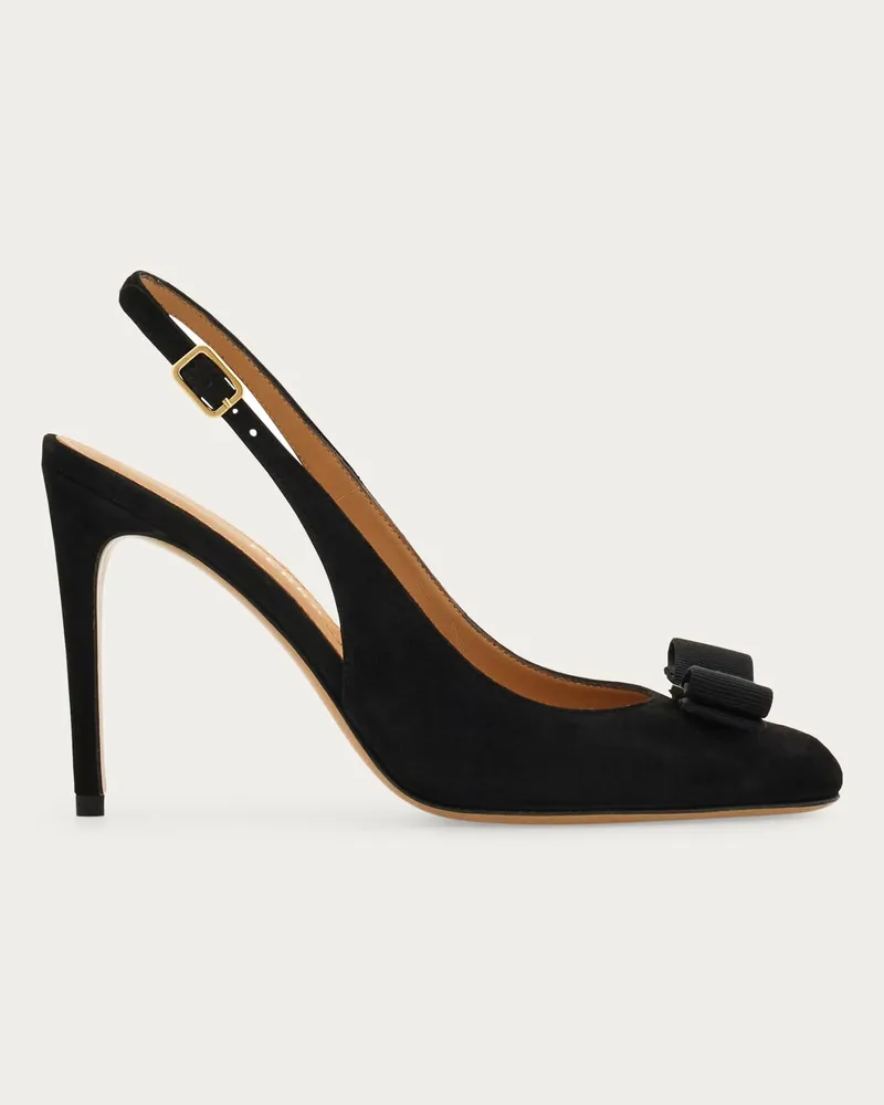 Ferragamo Damen Slingback mit Vara-Schleife Schwarz Größe Schwarz