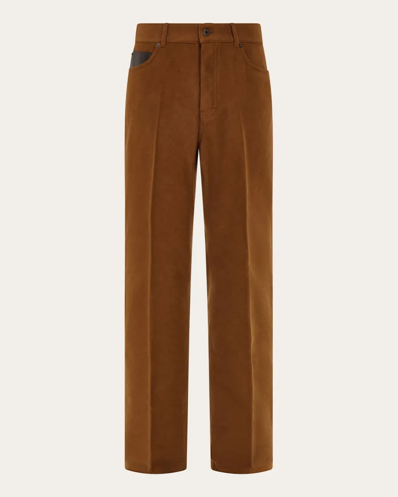 Ferragamo Herren 5-Pocket-Hose aus Barchent Braun Braun