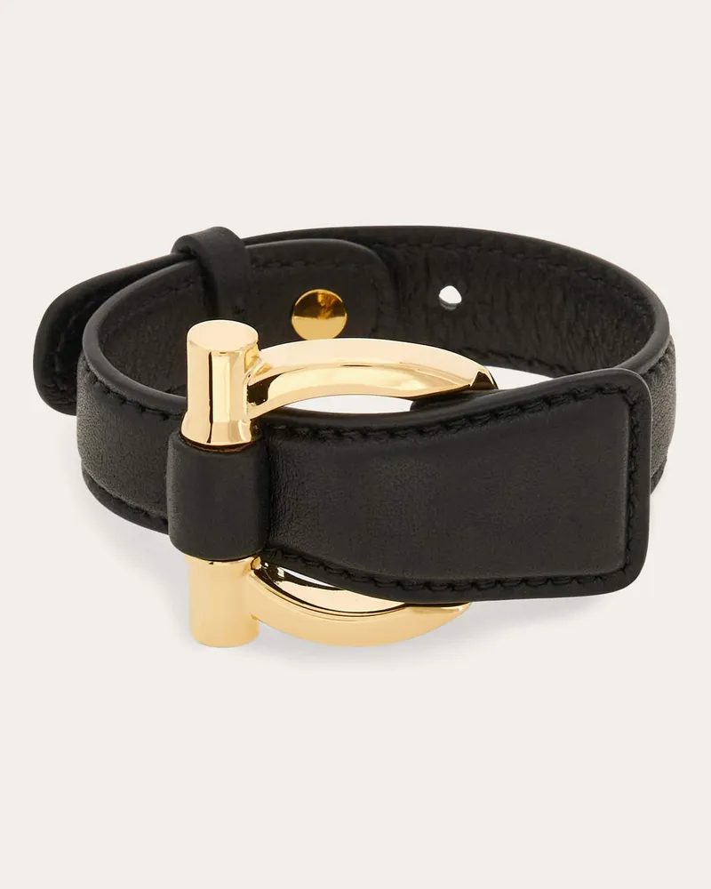 Ferragamo Damen Armband mit Gancini-Gliedern Schwarz Schwarz