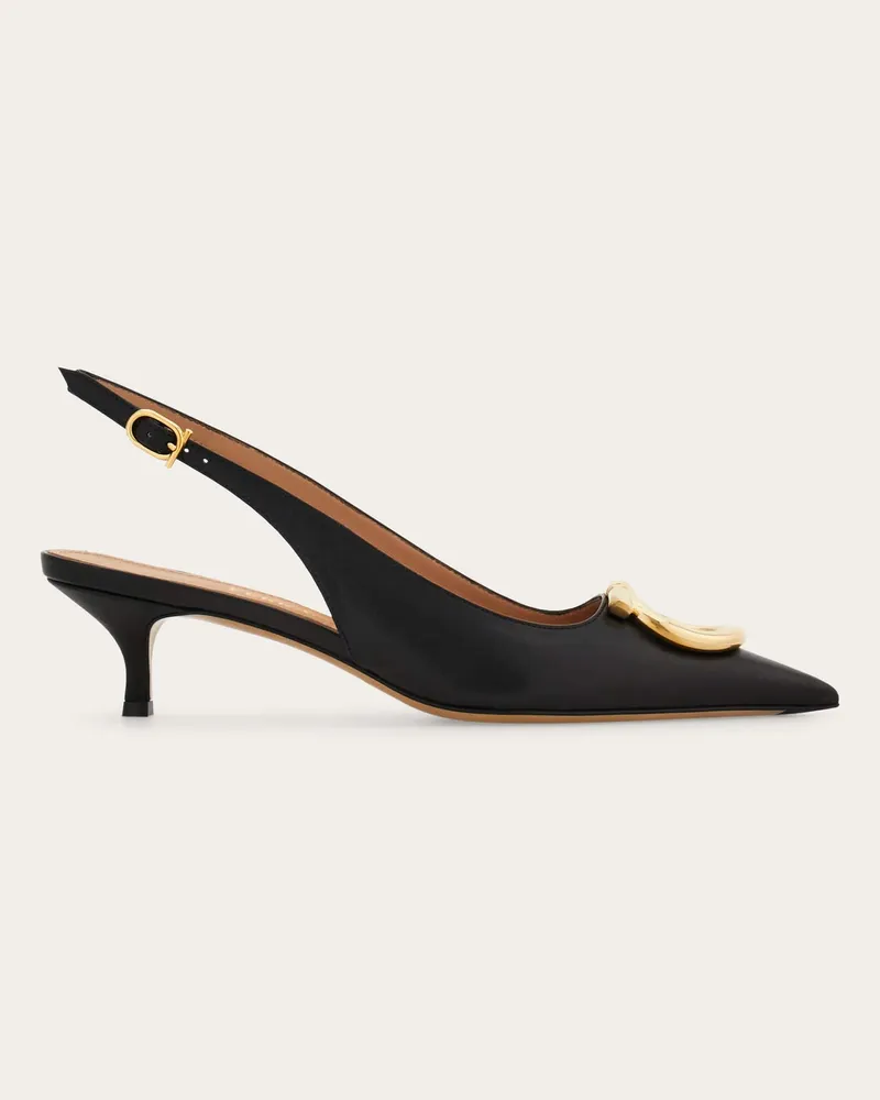 Ferragamo Damen Maxi Gancini Slingback Schwarz Größe 5 Schwarz