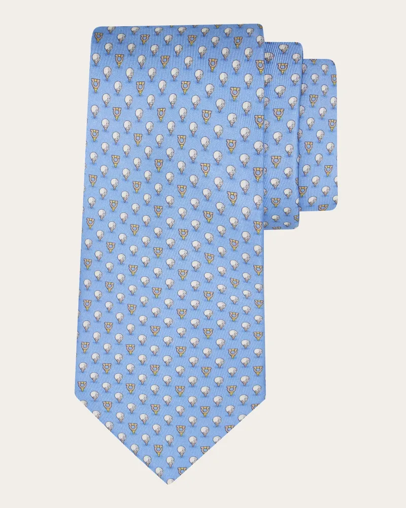 Ferragamo Herren Seidenkrawatte mit Golf-Print Blau Blau