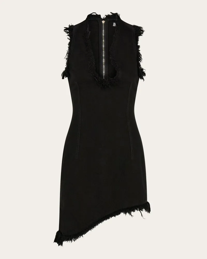 Ferragamo Damen Minikleid mit Fransen Schwarz Schwarz