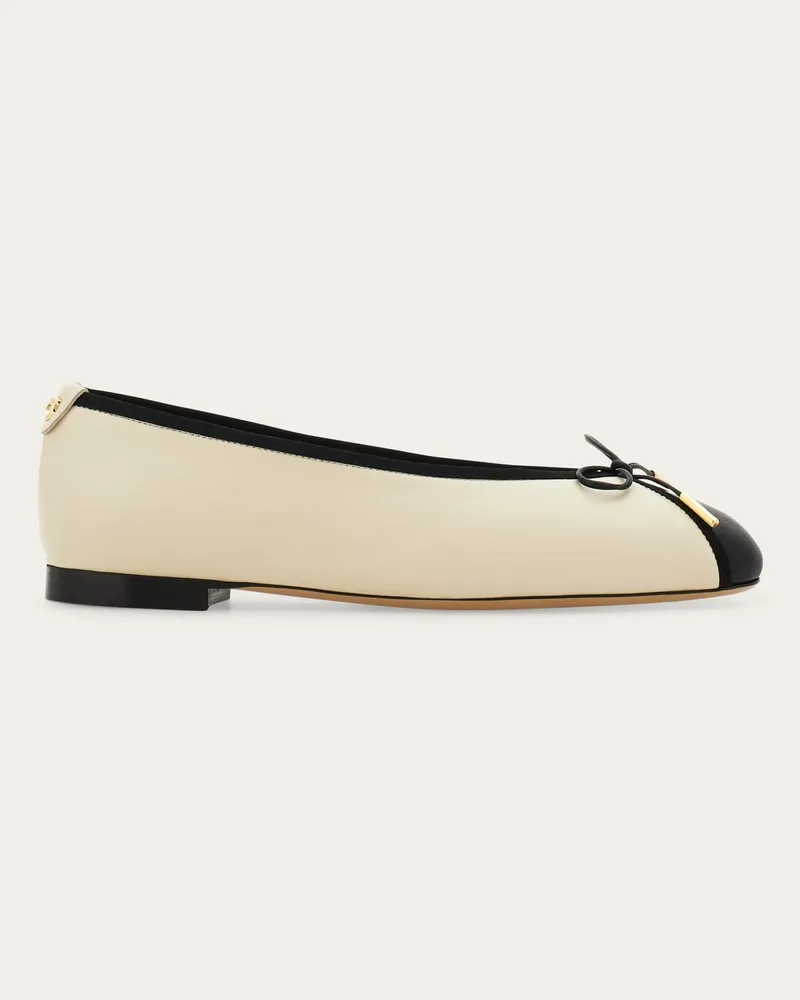 Ferragamo Damen Ballerina mit Schleife Weiß Größe Weiß