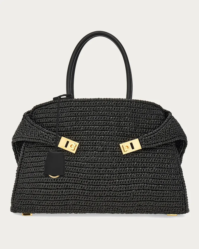 Ferragamo Damen Hug Handtasche (L) Schwarz Schwarz