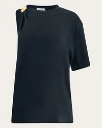 Ferragamo Tshirt mit Schmuck Clip Schwarz