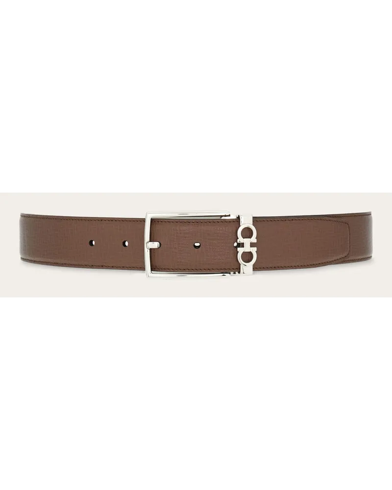 Ferragamo Herren Verstellbarer Gancini-Wendegürtel Braun Braun