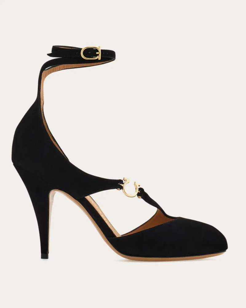 Ferragamo Damen Peeptoe mit Gancini-Detail Schwarz Größe Schwarz