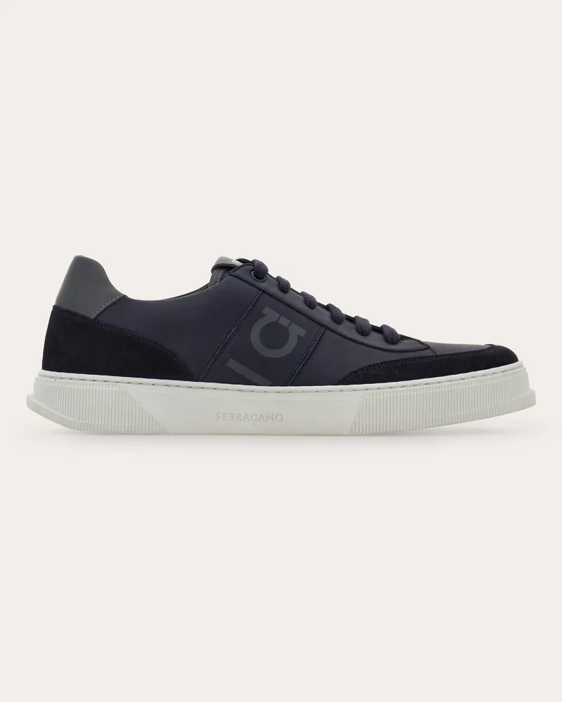 Ferragamo Herren Low-Top-Sneaker mit Gancini-Motiv Blau Größe Blau