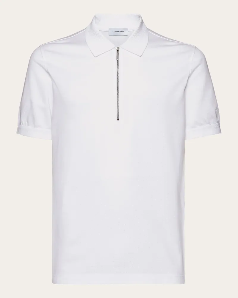 Ferragamo Herren Polo with zip collar Weiß Weiß