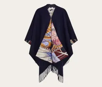 Damen Wende-Cape aus Kaschmir und Seide Blau