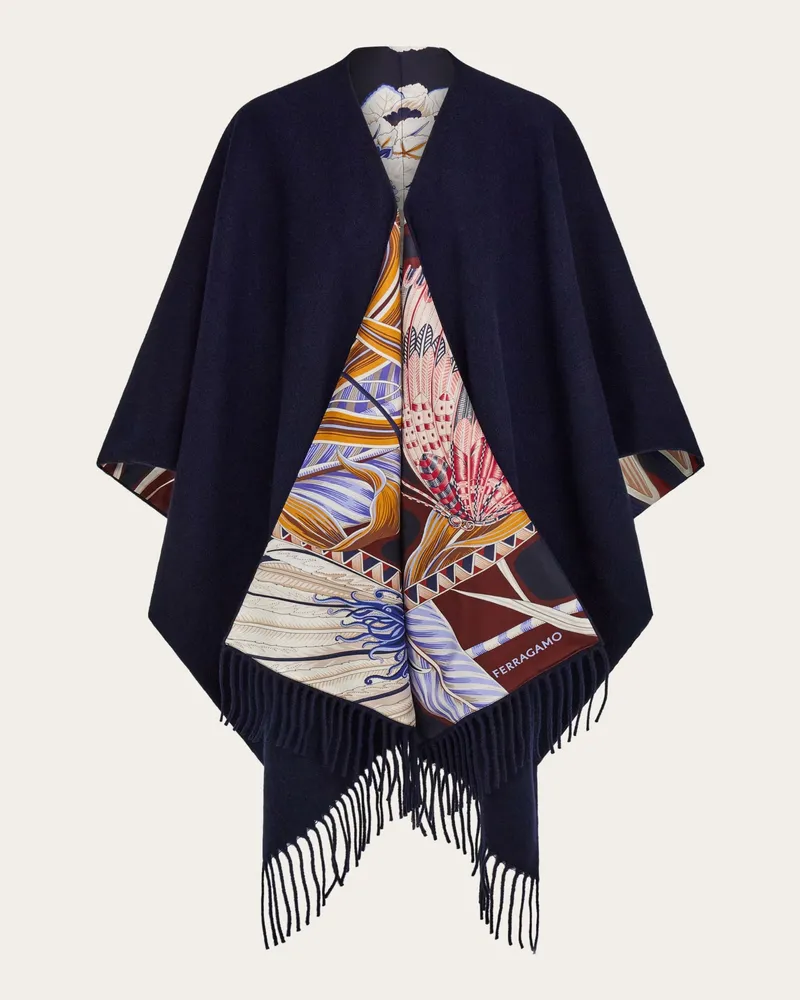Ferragamo Damen Wende-Cape aus Kaschmir und Seide Blau Blau
