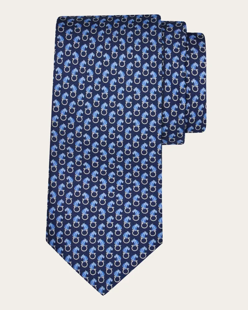 Ferragamo Herren Seidenkrawatte mit Wildkatzenprint Blau Blau