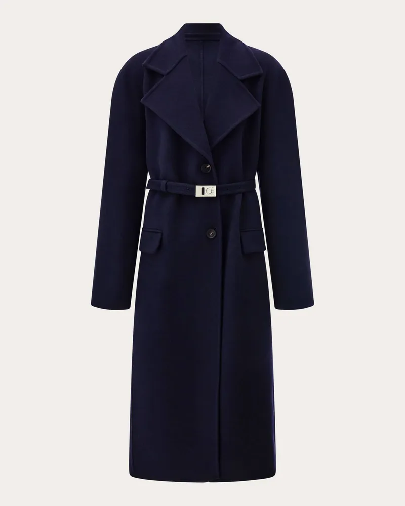 Ferragamo Damen Einreihiger Mantel Blau Blau