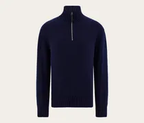 Herren Kaschmirpullover mit Reißverschluss Blau