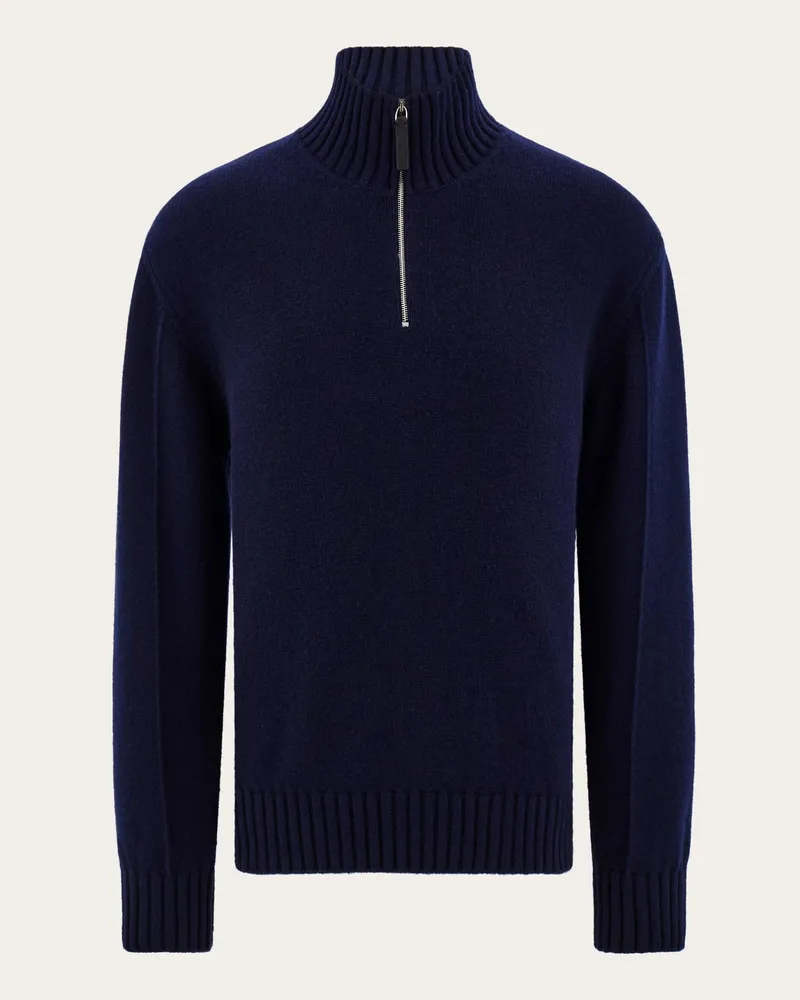Ferragamo Herren Kaschmirpullover mit Reißverschluss Blau Blau