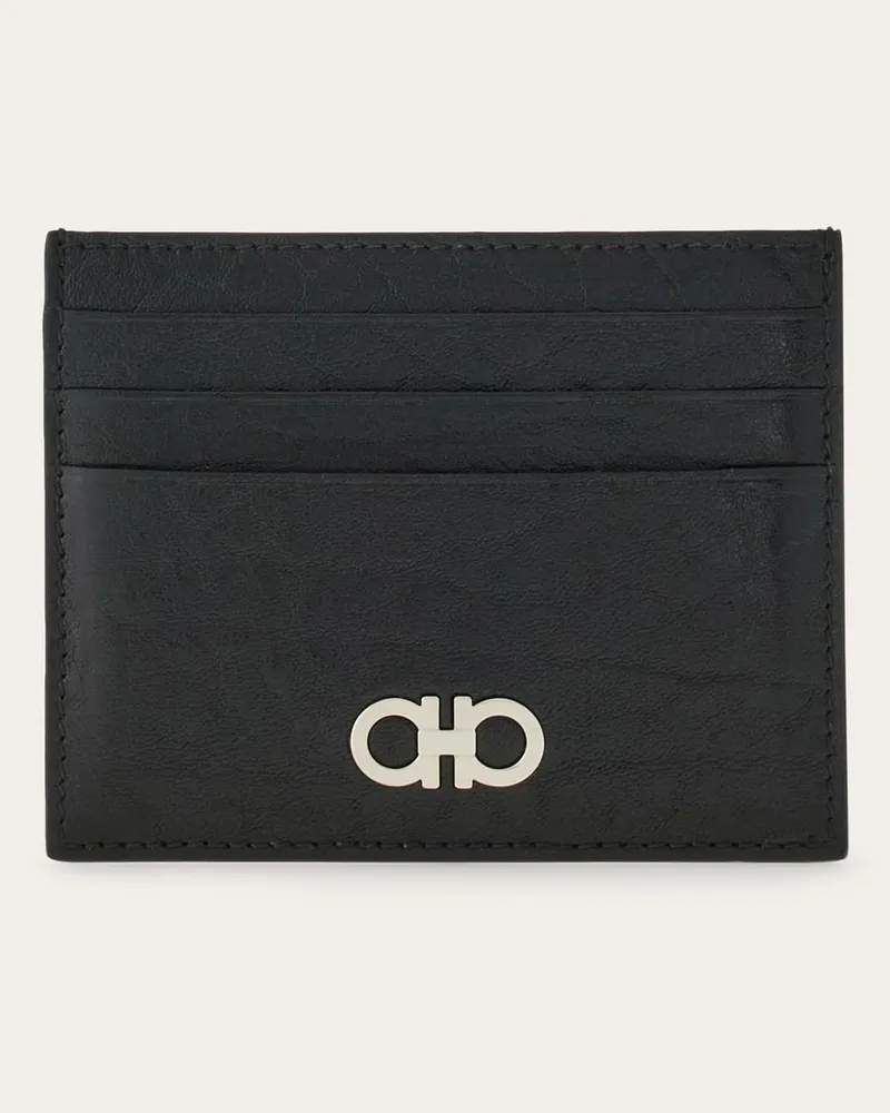 Ferragamo Herren Gancini Kreditkartenetui Schwarz Schwarz