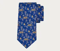 Herren Seidenkrawatte mit Amazzone-Print Blau