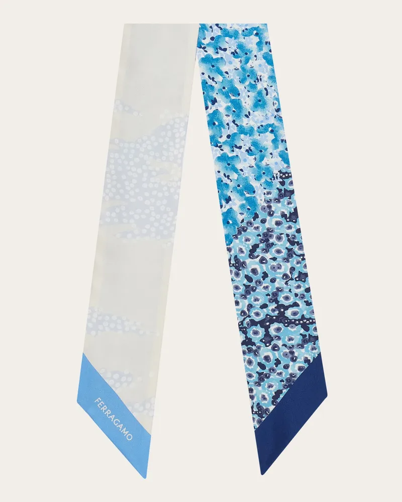 Ferragamo Damen Bandeau-Tuch mit Palazzo Spini Feroni-Print Blau Blau