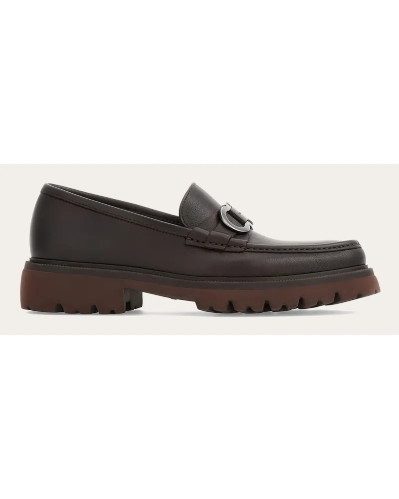 Ferragamo Herren Loafer in Mokassin-Machart mit Gancini-Ornament Braun Größe Braun