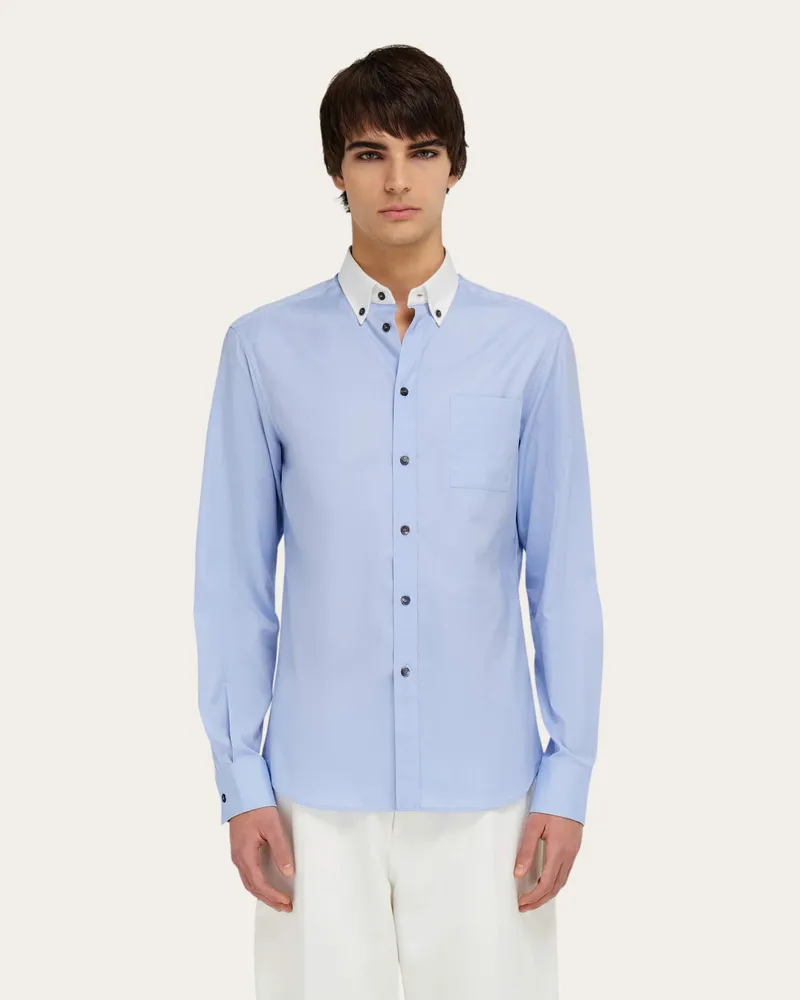 Ferragamo Herren Button-down-Hemd Blau Blau