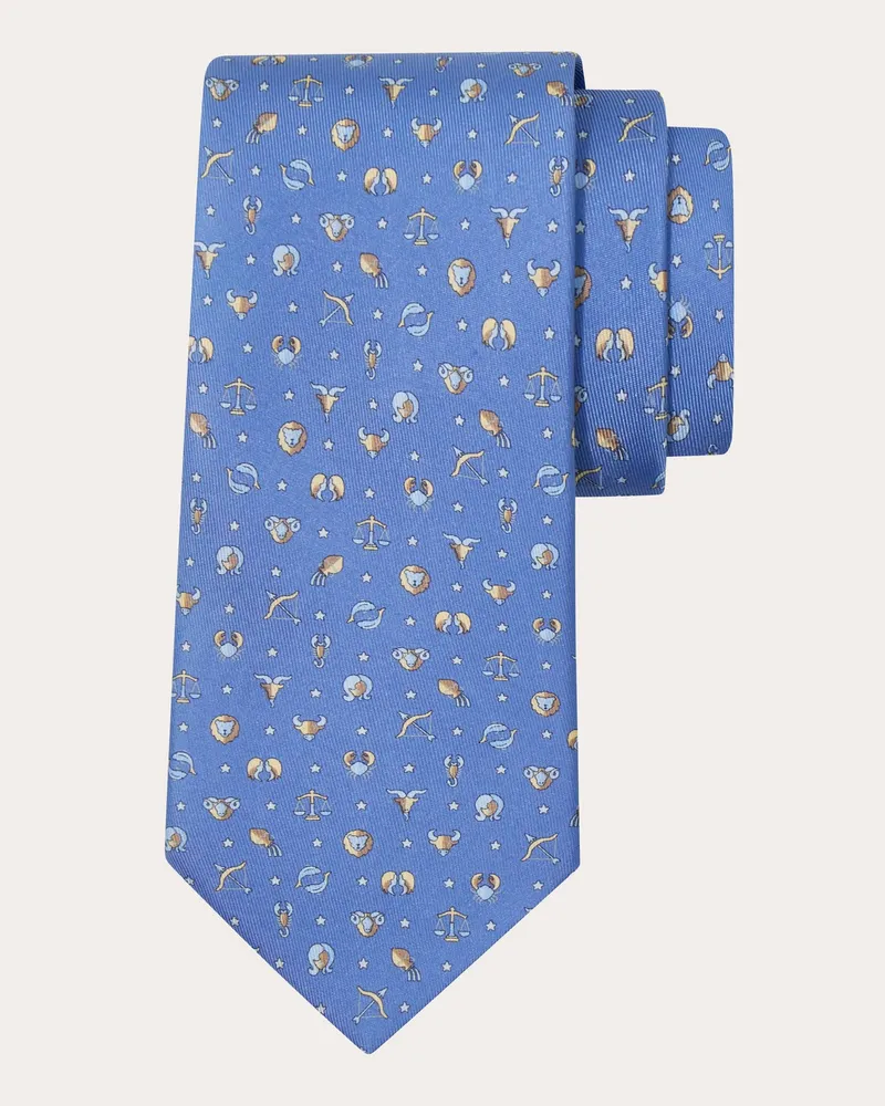 Ferragamo Herren Seidenkrawatte mit Horoskop-Print Blau Blau