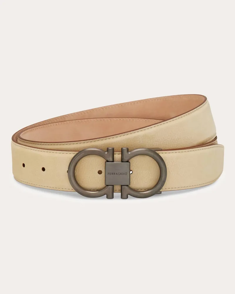 Ferragamo Herren Verstellbarer Gancini Gürtel Beige Beige