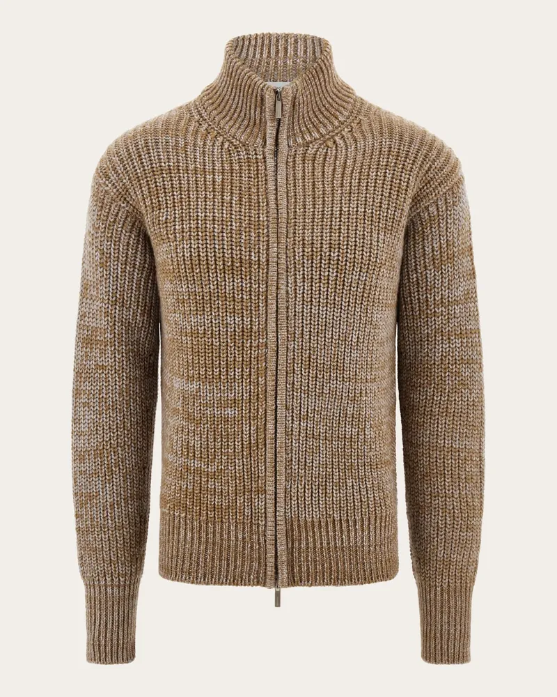 Ferragamo Herren Strickjacke mit Reißverschluss Beige Beige