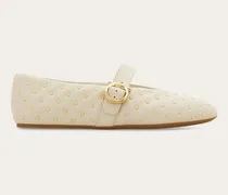 Damen Gancini Ballerina mit Nieten Weiß Größe 5