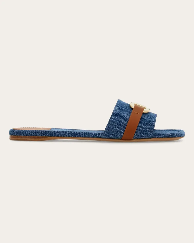 Ferragamo Damen Slide mit Gancini-Schnalle Blau Größe Blau