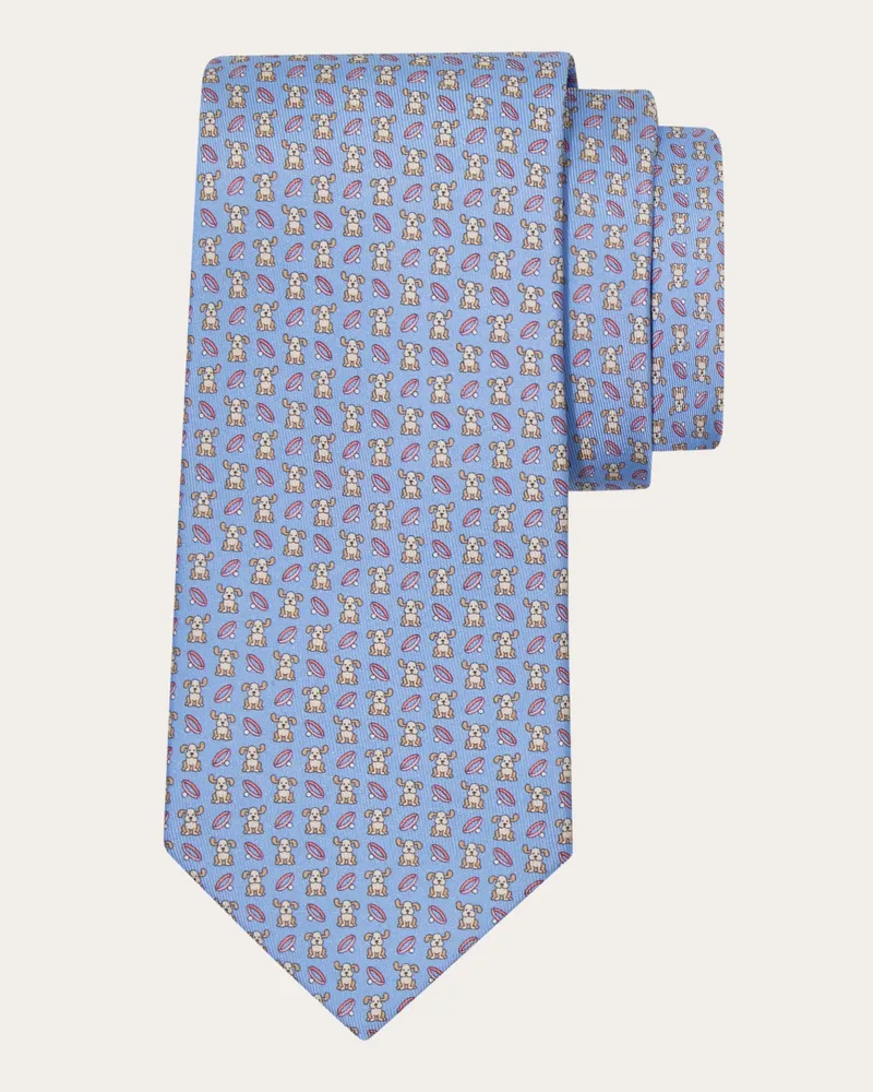 Ferragamo Herren Seidenkrawatte mit Bello-Print Blau Blau