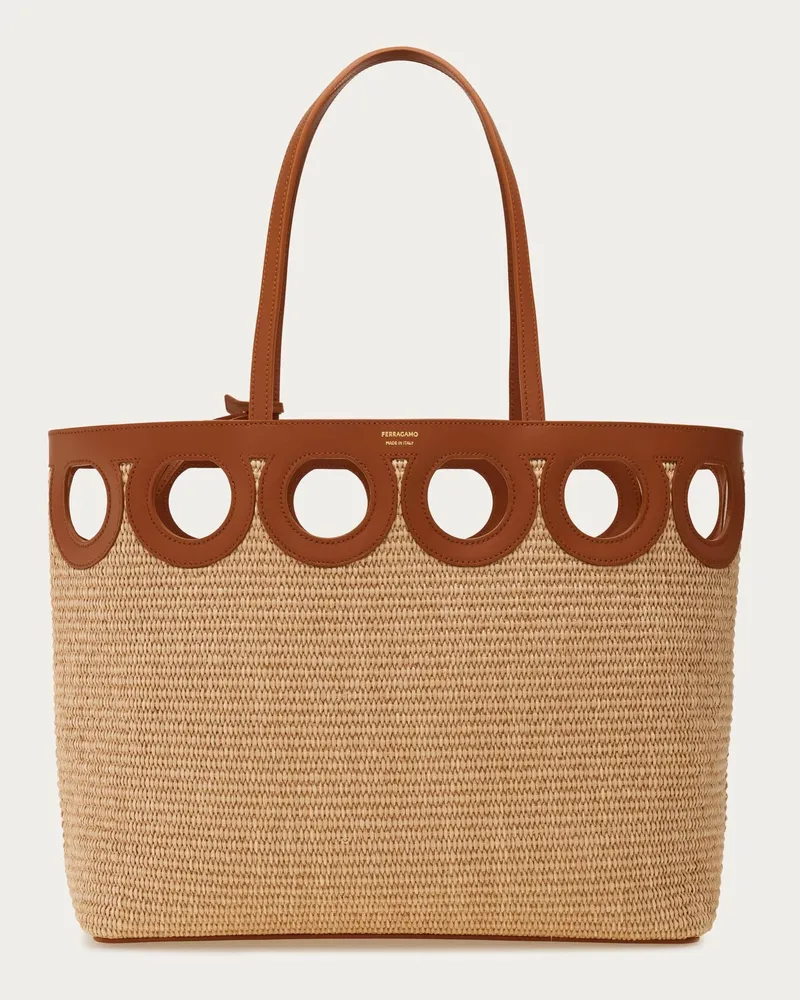 Ferragamo Damen Gancini-Umriss-Cabas (M) Beige Braun