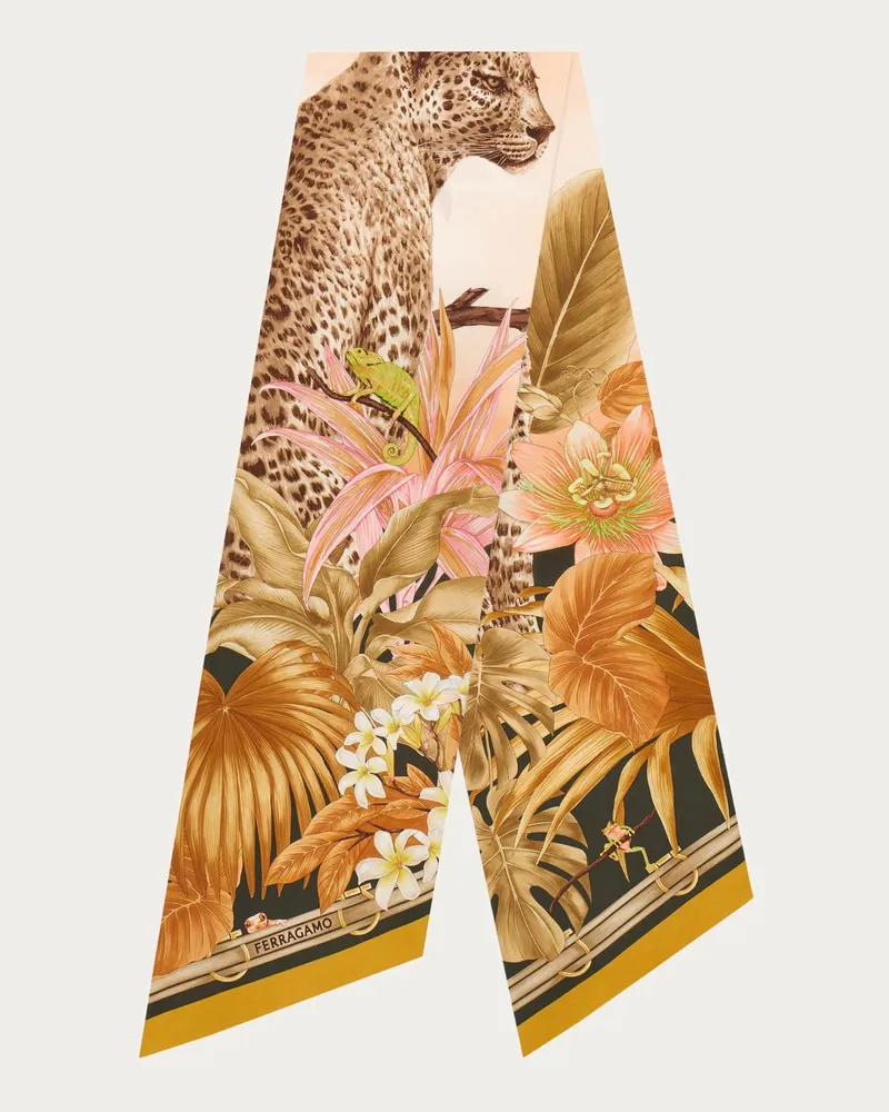 Ferragamo Damen Bandeau-Tuch mit-Raubkatzen-Print Orange Orange
