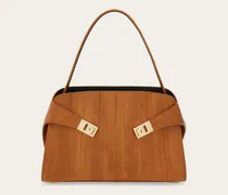 Damen Zweifarbige Schultertasche Hug Soft (M) Braun