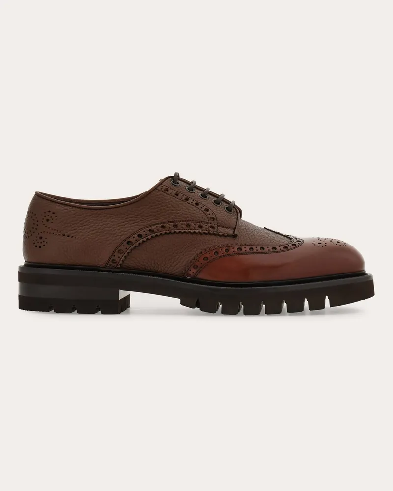 Ferragamo Herren Derby-Schuh mit-Broguing Braun Größe Braun