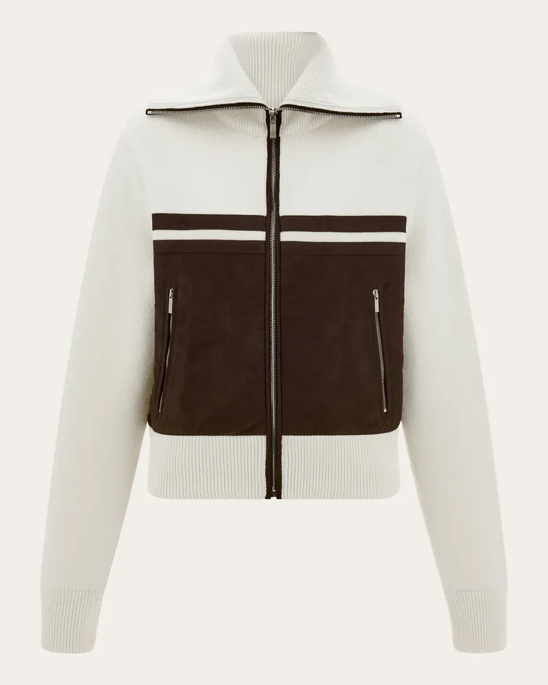 Ferragamo Damen Blouson in Doppelmaterial Weiß Weiß