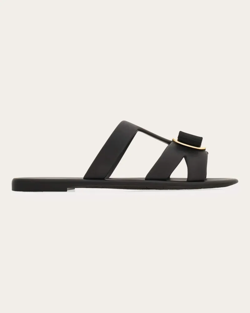 Ferragamo Damen New Vara Plate Pantolette Schwarz Größe 5 Schwarz