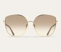 Damen Rechteckige Sonnenbrillen Gold