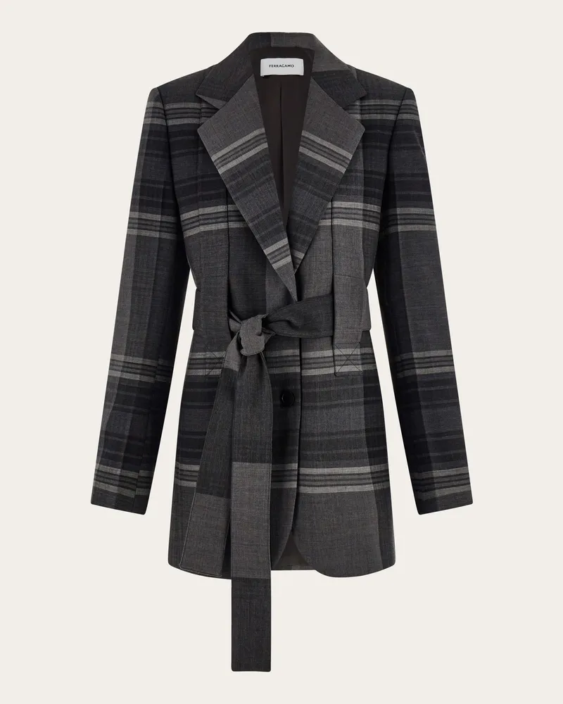 Ferragamo Damen Blazer mit Gürtel Schwarz Schwarz