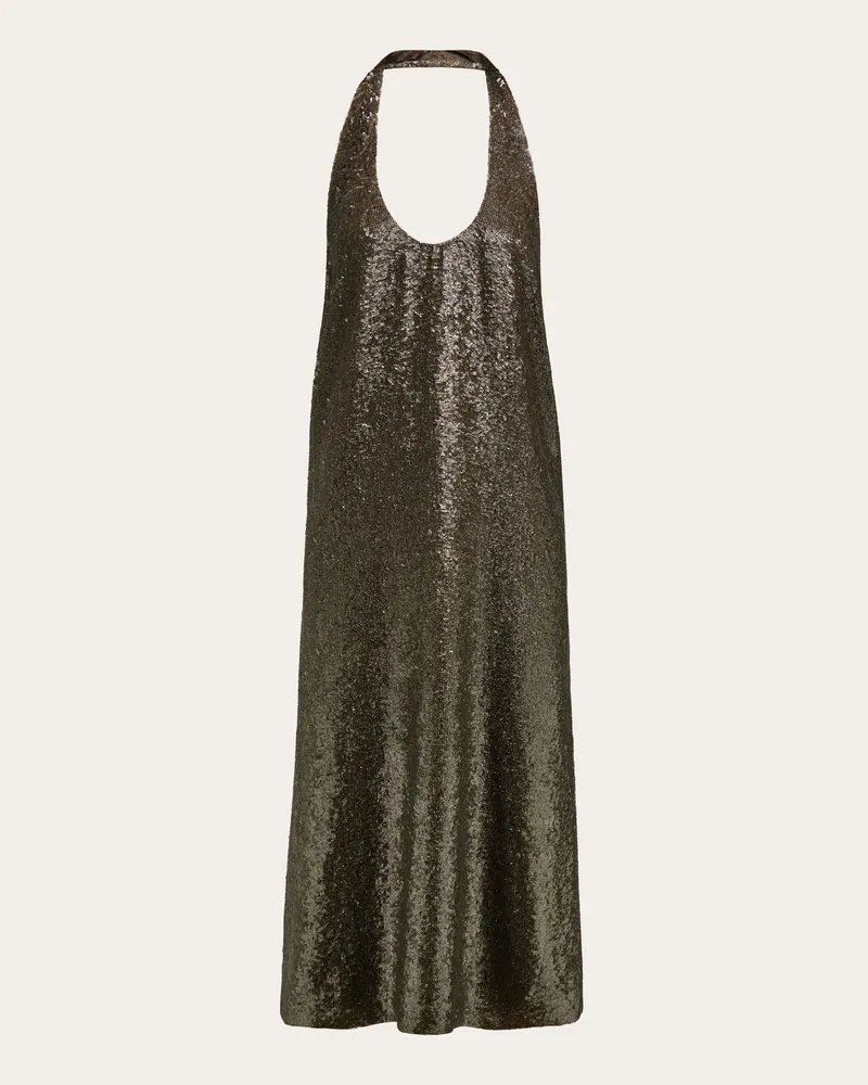 Ferragamo Damen Kleid mit Pailletten Grau Grau