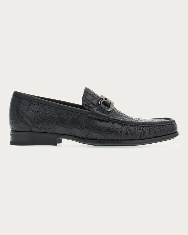 Ferragamo Herren Loafer in Mokassin-Machart mit Gancini-Ornament Schwarz Größe Schwarz