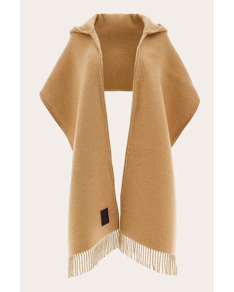 Ferragamo Damen Hybrid-Stola mit Kapuze Beige Braun