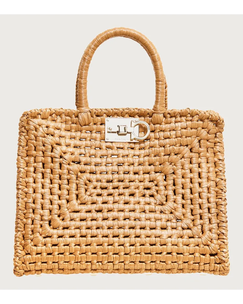 Ferragamo Damen Ferragamo Studio box bag (M) Beige Braun
