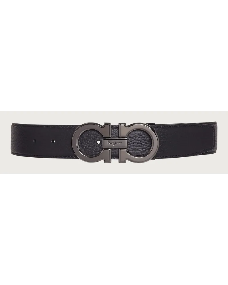 Ferragamo Herren Verstellbarer Gancini Wendegürtel Schwarz Schwarz