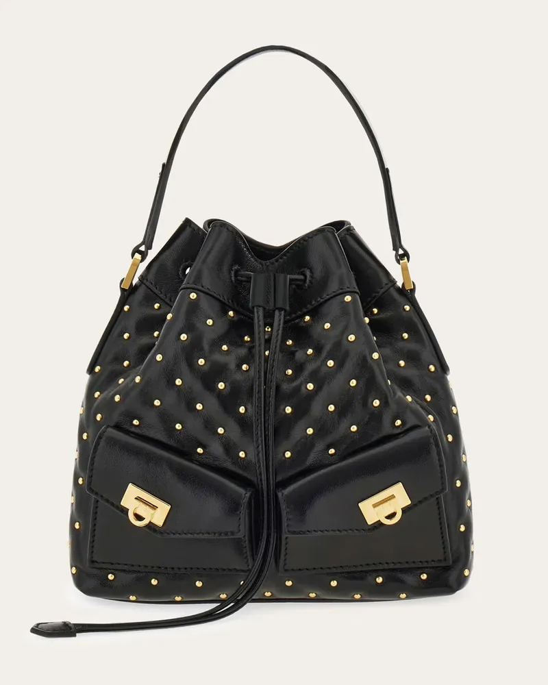 Ferragamo Damen Multipocket-Beuteltasche Schwarz Schwarz
