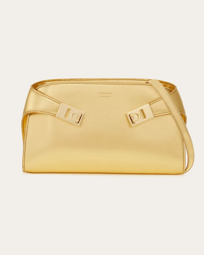 Ferragamo Damen Metallic Hug Mini-Umhängetasche Gold Gold