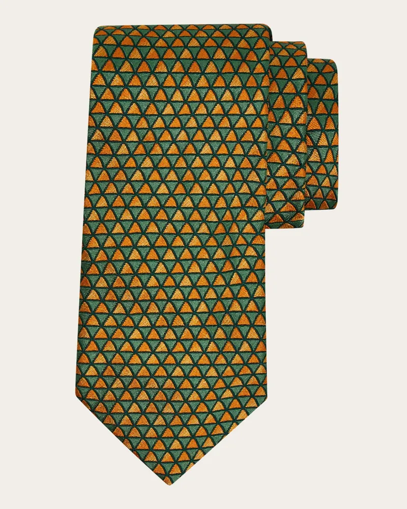 Ferragamo Herren Jacquard-Krawatte mit Graphik-Motiv Grün Grün