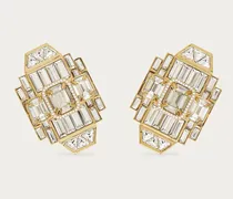 Damen Art-déco-Ohrstecker mit Kristallen Gold