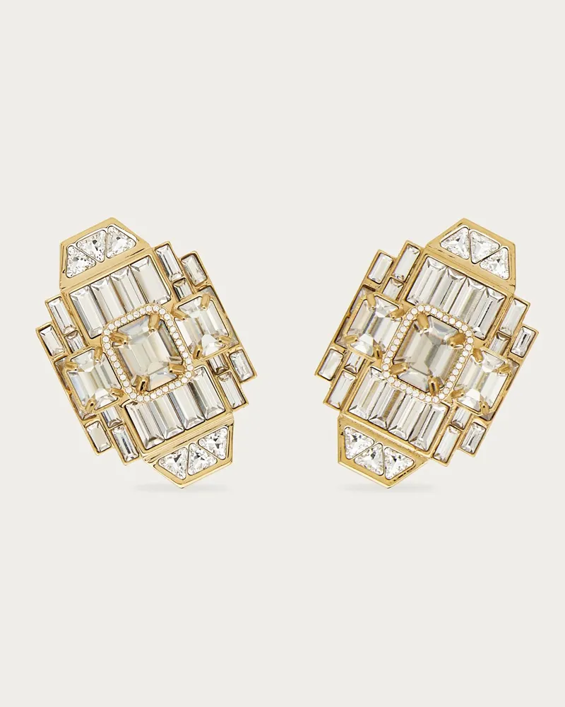 Ferragamo Damen Art-déco-Ohrstecker mit Kristallen Gold Gold
