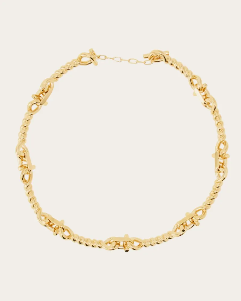 Ferragamo Damen Gancini Halskette Torchon Gold Gold
